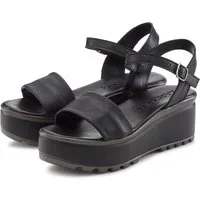 LASCANA Riemchensandalette, Sandale, Sommerschuh, offener Schuh, Sandalette NEU aus Leder mit Keilabsatz