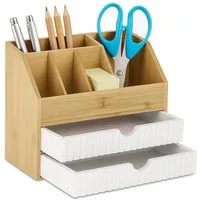 relaxdays Organizer Schreibtisch Organizer Bambus, B