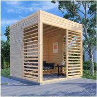 BERTILO Pavillon Modern Art 1, aus nordischer Fichte, kompletter Bausatz inkl. Dach und Boden