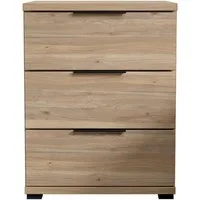 Schlafkontor Nachtkommode Smilla Nachttisch, Nachtkonsole mit Schubkästen, Korpus melaminbeschichtet, silberfarbige oder schwarze Griffe