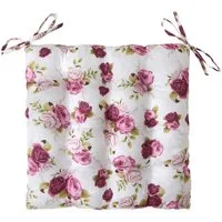 wometo Stuhlkissen Stuhlkissen Rosi 40x40 mit Binde-Bändern, Haltebändern, OEKO-TEX® Sitzkissen mit Rosen-Motiv im Landhaus-Stil