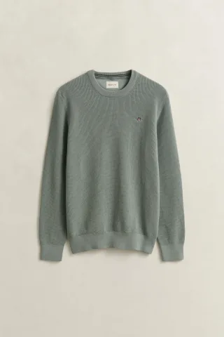 GANT - Rundhalspullover aus strukturierter Baumwolle ceramic grey - Gr. - XXXL