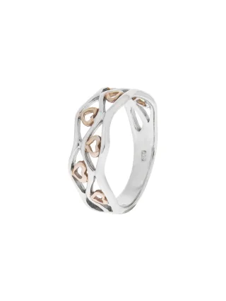 Zeeme Silber Ring Silber 925 zweifarbig mit Herz-Motiven