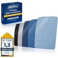 NEUFELD Aufnäher Jeansflicken zum Aufbügeln I 15 Stück I 5 Farben I Bügelflicken