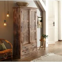 OTTO home Kleiderschrank Maneesh aus massivem Mangoholz und vielen Stauraummöglichkeiten, Höhe 190 cm