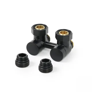 Terma Absperr-Verbundventil 50mm NA GW 3/4" (GZ 1/2")-GZ M22x1,5, Schwarz Matt, TGEOCM001, Schwarz TGEOCM001