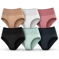 EloModa Taillenslip Damen Slips 6er Pack mit Spitze, elastisch & bequem, 95% Polyamid (6-St) 6er Pack Spitzenslips, hoher Bund, weich & elastisch