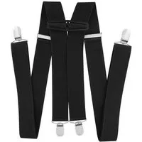 axy Hosenträger Herren Hosenträger 4 Stabile Clips H-Form einfarbig 3,5cm Breit verstellbar und elastisch 120cm Lang