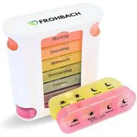 Frohbach Pillendose 7 Tage Tablettenbox - Für 1 Woche, 4 Fächer pro Tag, Pastelledition (1 St)