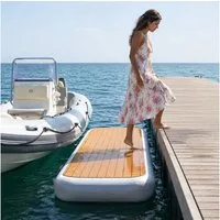 e4fun Inflatable SUP-Board aufblasbare Gangway, EVA Belag, Teak Optik, Pumpe, Tragetasche,Rep.set