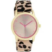 OOZOO Quarzuhr Damenuhr C11374 IP-Gold Pink Taupe Lederband 38 mm, elegante Armbanduhr für Damen