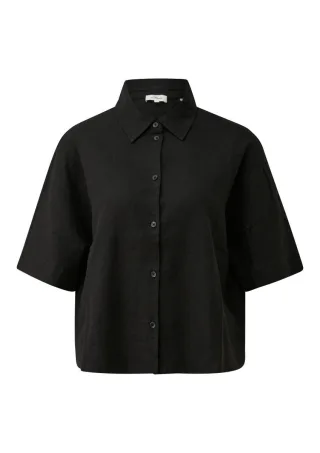 s.Oliver Red Label - Kurz geschnittene Halbarm-Bluse im Boxy-Fit schwarz - Gr. - 34