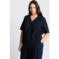TOM TAILOR PLUS Kurzarmbluse Blusen & Shirts Plus Size - Crinkle Bluse mit V-Ausschnitt