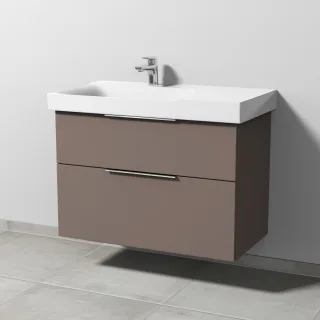 Sanipa 3way Waschtischunterbau zu Geberit Xeno2 Waschtisch mit 2 Auszügen, Taupe-Matt UP6621T