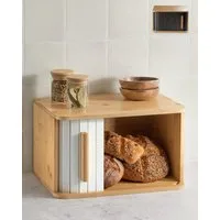 Praknu Brotkasten Brotkasten klein aus FSC® Holz mit Schiebetür - Brotaufbewahrung, Bambus, FSC® Holz - Platzsparend und stilvolle Brotbox für längere Frische
