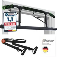DH FitLife Klimmzugstange Türrahmen (ohne Schrauben, für Türrahmen 70-92 cm), inkl. Schlingentrainer, zum Einhängen