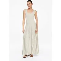 comma Maxikleid Kleid Strickkleid mit Plissée-Rock aus Glitzergarn
