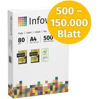 Infowerk Druckerpapier Kopierpapier 500 - 150000 Blatt A4 80g Premium Weiß Testsieger
