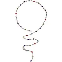 BUNGSA Y-Kette Kette lang Y-Kette mit bunten Kristallen silber aus Messing für Damen (1-tlg), Halskette Necklace