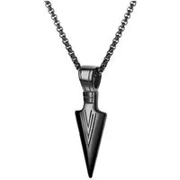 KARMA Kette mit Anhänger Halskette Herren Edelstahl schwarz Pfeilspitze Männerschmuck 60cm (Geschenk für Ihn, Herrenschmuck Pfeilspitze Kette), Herrenkette Anhänger 5x1,5 cm
