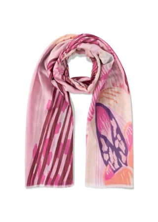 Schal aus reiner Baumwolle mit Blumenmotiv pink - Gr. - one size