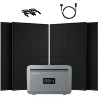 Growatt Balkonkraftwerk 2000W Bifazial PV mit Speicher 2048Wh Growatt NEXA 2000 All-in-One LFP, (4x 500Wp Full Black und NEXA 2000 All-in-One Speicher), WiFi & Bluetooth-Unterstützung