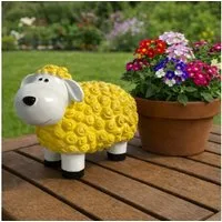 Online-Fuchs Gartenfigur für draußen - lustiges Schaf, gelb - Deko Figuren - 20 cm groß, (wetterfest, süßes Lächeln für Ihre Gäste), bunte Dekoration im Garten für Frühling, Sommer und Herbst