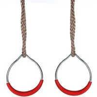 Gartenpirat Turnring Schaukelringe aus Metall mit Seil Turnringe mit rotem Kunststoffgriff