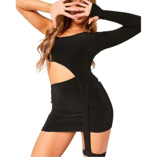 Missy Empire - Minikleid für Damen, Doppellagig (Schwarz)