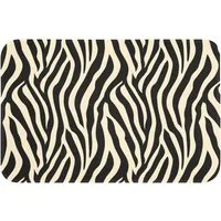 OnlyWow Badematte Zebra - Druck - Klassisch - Schwarz, Höhe 10 mm, Polyester, Rechteckig, Badezimmerteppich, Badteppich, Rutschfest, Badvorleger, Waschbar