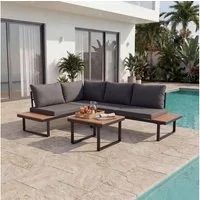 HOMAVO Gartenlounge-Set mit Couchtisch, Ecksofa in L-Form, wasser- und sonnenschutzbeständig, mit Sofaabdeckungen wasserfest, für Terrasse, Balkon und Garten