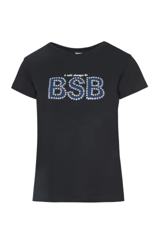 bsb - T-Shirt mit Logo-Print schwarz - Gr. - XS