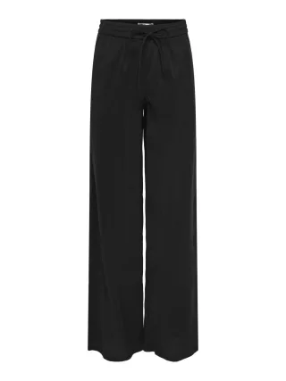 ONLY - Stoffhose mit weitem Bein und elastischem Bund schwarz - Gr. - 32