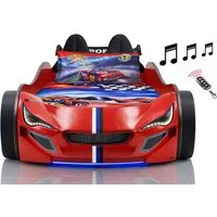 Aileenstore Autobett TURBO GTE (inkl. Zubehör), Kinderbett 90x200, Lattenrost,LED,Unterbodenlicht,Sound,Fernbedienung