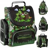 PASO Schulranzen Schulranzen Jungen Gamer Pixel Grün 1. Klasse Ergonomisch Paso