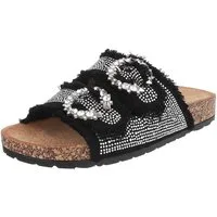 Ital-Design Modische Damen Sandalen mit Komfort und Dekoration Pantolette (91409252) Flach Pantoletten in Schwarz