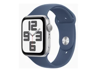 Apple Watch SE (2022) (GPS) 44mm silber mit Sportarmband M/L Denim | mxer3qf/a |
