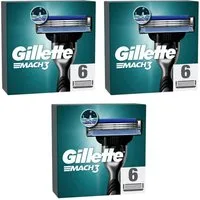 Gillette Rasierklingen Mach3 Rasurklingen Nassrasierer Ersatzklingen 3-fach-Klinge, 3-tlg., - 18 Klingen, Edelstahl, rostfrei