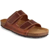 Tuffeln Herren Klettsandale aus Leder mit stylishem Klettverschluss Hausschuh mit anatomischem Korkfußbett mit weicher Polsterung