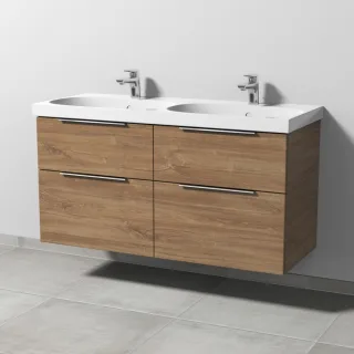 Sanipa 3way Waschtischunterbau zu Geberit Acanto Waschtisch mit 4 Auszügen, Eiche-Kansas UM42059