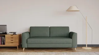 BRUNO Schlafsofa 160cm in Forest Green Grün | Klassik | stabiles Massivholz & Boxspringkomfort