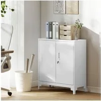 HOMCOM Aktenschrank Büroschrank Abschließbar Mehrzweckschrank mit 2 Ebenen, 2 Türen (Metallschrank, 1-St., Aufbewahrungsschrank) Allzweckschrank 80 x 35 x 91 cm Weiß