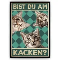 Tigerlino Poster Bist du am Kacken Katzen Gästebad Wandbild Badezimmer Gäste-WC Deko, Katzen v2