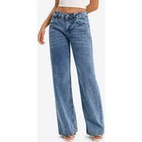 Imily Bela Boyfriend-Jeans Damen Low-Waist Wide Leg Jeans aus Baumwolle Denim Baggy mit Waschung (Packung, 1-tlg., 1per-Pack) 4-Pocket Style in Unifarbe