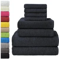 NatureMark Handtuch Set 8 tlg. Frottier Handtuch-Set, 100% Baumwolle (8-St), 4X Gästetücher, 2X Handtücher, 2X Duschtücher, Schwarz