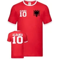 Blondie & Brownie T-Shirt Herren Albanien Albania Sport Trikot Fußball Meister EM Euro Mit Kontrastnaht