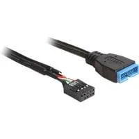 USB 2.0 Adapterkabel, 9 Pin Header Buchse > USB 3.2 Pin Header Stecker schwarz, 45cm