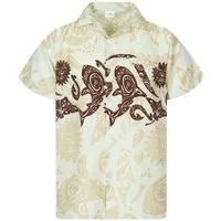 King Kameha Hawaiihemd Maori Chest Funky Hawaii-Hemd Herren Kurzarm Front-Tasche Unisex