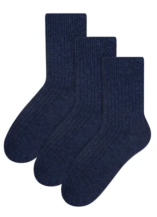 3 Paar Womens Wool Dress Socks | Steven | Ladies Breathable Cushioned Socks - Navy Blue