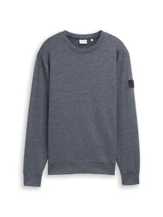 Tom Tailor - Sweatshirt in Melange-Optik navy grindle structure - Gr. - XXXL